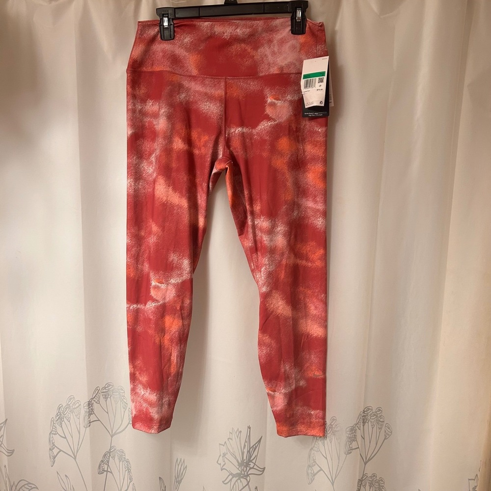 Nike One Dri-FIT Womens High‎ Rise 7/8 Leggings Pink Orange FZ7275-518 XL NEW